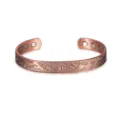 Copper magnetic cuff bracelet with dragon and phoenix embossed pattern, vintage style. - Dragon Phoenix Copper Bangle