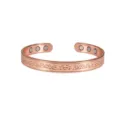 Bracciale magnetico in rame con motivo floreale vintage in rilievo, regolabile. - Rame Grezzo