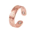 Anello aperto magnetico in rame con un design di vite floreale, misura regolabile. - Anello in Rame