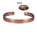 Pure copper magnetic bracelet with retro floral scroll design, adjustable cuff bangle for daily wear. - Double Texture