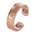 Pure copper magnetic bracelet open cuff vintage floral embossed ring jewelry accessory - Floral Vine Copper Ring