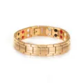 Gold stainless steel magnetic health bracelet variant, stylish link wrist chain for daily wear. - Gold