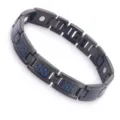 Men's Black Stainless Steel Magnetic Bracelet with Blue Carbon Fiber Link Variant Style - Blue Carbon Fiber