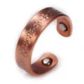 Verstelbare koperen magneetring met bloemmotief, unisex therapeutische vingerring. - Ring