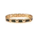 Men's gold titanium steel carbon fiber magnetic bracelet variant in a fine metallic link design. - Gold-Green Fiber