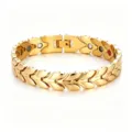 Gold Stainless Steel Magnetic Bracelet with Leaf Link Design, Elegant Men's Jewelry - Women's 10mm 4 in 1 Style / Gold