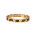 Herren Gold Titanstahl Magnet Carbonfaser Gliederarmband fuer Mode und Gesundheit. - Gold-Gelbe Faser