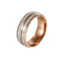 8mm Wide Men Women Tungsten Carbide Ring Rose Gold Meteorite Pattern Scratch Resistant - US Size 8 / Rose Gold