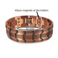 Men's solid pure copper magnetic bracelet with textured links, 22.5cm length, stylish design. - Copper