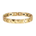 Gold magnetic tungsten steel bracelet, fashion business style variant, metal link design options. - Gold (Men's)