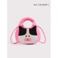 Borsa a tracolla da gatto in morbido peluche rosa con una espressione facciale molto carina - Rosa