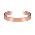 Classic pure copper magnetic open cuff bracelet with smooth polished finish and embedded magnets. - Copper
