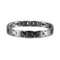 Black tungsten steel magnetic link bracelet for men and women, durable anti-scratch design. - Silver - Male Style