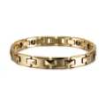 Gold Magnetic Tungsten Steel Bracelet with Black Stone Link Chain for Men and Women - Gold-Women