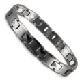 Wolframstahl Magnetarmband Gunmetal Gliederarmband Kratzfest Schmuck für Damen Herren - Voll Magnetisch Herren Silber