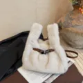 Borsa a mano in pelliccia sintetica inverno morbida borsa casual donna elegante borsa peluche - Solo Borsa / Bianco