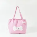 Borsa shopper in tela a quadretti rosa con motivo osso, grande borsa a spalla da donna. - Rosa