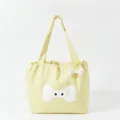 Borsa tote in tela a quadretti gialli con grazioso patch osso, grande borsa a spalla giornaliera. - Giallo