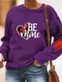 Sudadera de manga larga para mujer de San Valentín con estampado de corazón y coderas - Violeta Claro