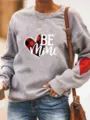 Sudadera gris de San Valentín con estampado de corazón y manga larga para un look casual. - S / Tops / Gris