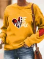 Sudadera de forro polar para mujer con estampado de corazón y mangas largas - S / Tops / Amarillo