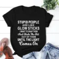 Casual black short sleeve t-shirt with funny quote print, comfortable cotton everyday top. - S / Tops / Black