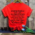 Red short sleeve casual t-shirt top with funny text print round neck US size fit - S / Tops / Red
