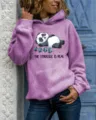 Casual purple hooded sweatshirt featuring a cute sleeping panda graphic and funny quote. - Light Purple Hooded