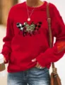 Rode dames sweater met ronde hals lange mouwen en hart print voor dagelijkse casual - S / Tops / Rood