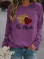 Valentine heart print fleece sweatshirt long sleeve casual pullover top for women purple outfit - Light Purple