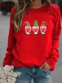 Sudadera roja de felpa con cuello redondo y estampado de gnomos de San Valentín, detalle top. - S / Tops / Rojo