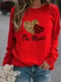 Red Valentine's Day heart letter print long sleeve casual pullover sweatshirt for women - S / Tops / Red
