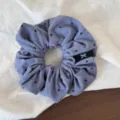 Blue polka dot scrunchie cute hair accessory for women soft elastic fabric pony tail holder - Blue