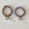 Detailed view of colorful phone cord hair ties with clips, elastic hair ropes for daily styling. - Dopamine Telephone Cord Blue Brown