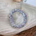 Silver silk satin hair scrunchie, elegant small hair ring accessory for daily ponytail styling. - Fog Blue