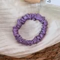 Purple satin silk hair scrunchie, elegant ponytail holder for daily hair styling accessories. - Purple