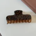 Molla per capelli leopardata marrone, elegante pinza per capelli in acrilico per acconciature. - Stampa Leopardata - Grande Pinza Rettangolare