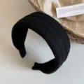 Serre-tête Rayé Gaufré 6cm / Noir