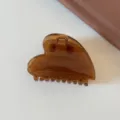 Molla per capelli trasparente marrone a cuore, elegante pinza in resina per acconciatura donna. - Marrone Caramello - Pinza a Cuore