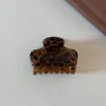 Molle per capelli marrone maculata, elegante artiglio di squalo in acetato per donne e look. - Stampa Leopardata - Piccola Pinza Rettangolare