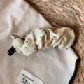 Koreaanse stijl beige stippen stof haarklem elegante haaraccessoire voor vrouwen. - Geplooide Bananenclip / Beige Zwarte Punten