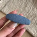 Détail pince à cheveux en denim, barrette ovale style coréen avec texture tissu pour look quotidien. - Ovale / Bleu clair