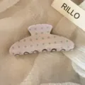 Blue star print hair claw clip, large size elegant acetate hair accessory for women. - Star Polka Dot Fan-Shaped Claw Clip - Beige