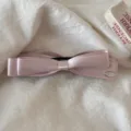 Molletta per Capelli Fiocco Raso Rosa Elegante Pinza Banana Dolce Coda di Cavallo Moda - Pinza Banana Fiocco Targhetta Argento - Fiocco Piatto Rosa