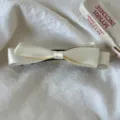 Molletta per capelli con fiocco in raso coreano squisita clip a banana dolce per coda. - Pinza Banana Fiocco Targhetta Argento - Fiocco Piatto Beige