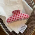Pinza para el pelo de acetato a cuadros rojos y blancos clip de tiburón estético para peinados. - Pinza en Abanico Rosa Cuadros