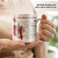 Religious Christian theme ceramic coffee mug with inspirational cross and lyrics design detail. - 350ml / White