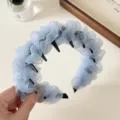 Serre-tête en résille bleue avec dents, bandeau perlé scrunchie, accessoire cheveux élégant femme. - Serre-tête En Maille De Cristal Perlé / Bleu