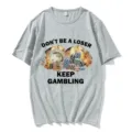 Grey short sleeve t-shirt with casino gambling chips graphic print casual tee for men - S / Tops / Gray