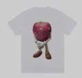 Funny apple print short sleeve t-shirt, casual graphic tee with unique surreal design. - S / Tops / White